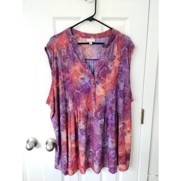 Avenue Women's Size 30/32 4-5XL Colorful Embroidered Hippie Boho Pintuck Top - Picture 8 of 9